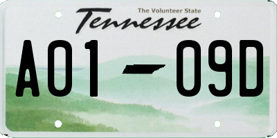 TN license plate A0109D