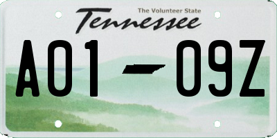 TN license plate A0109Z