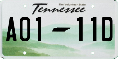 TN license plate A0111D