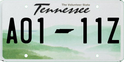 TN license plate A0111Z