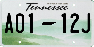 TN license plate A0112J