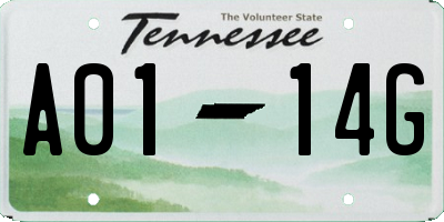 TN license plate A0114G