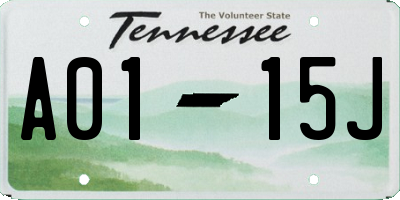 TN license plate A0115J