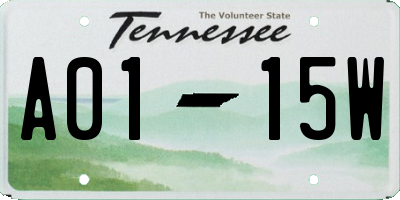 TN license plate A0115W