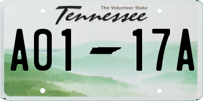 TN license plate A0117A