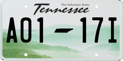TN license plate A0117I