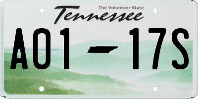 TN license plate A0117S