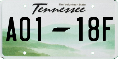 TN license plate A0118F