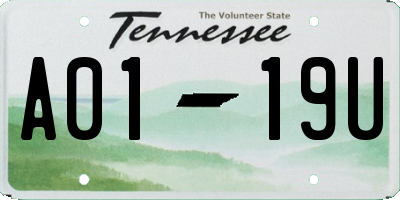 TN license plate A0119U
