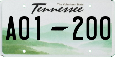 TN license plate A0120O