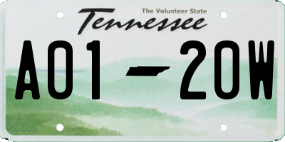 TN license plate A0120W