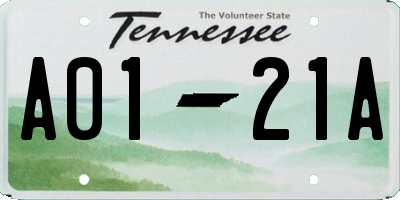 TN license plate A0121A