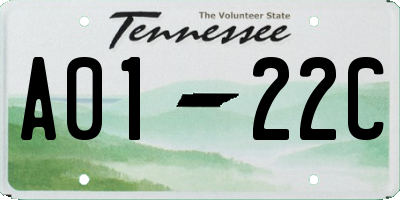 TN license plate A0122C