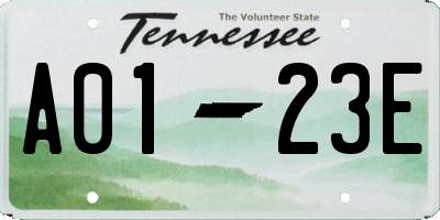 TN license plate A0123E