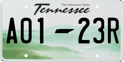 TN license plate A0123R