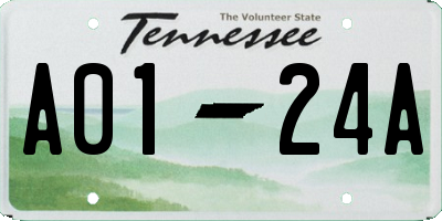 TN license plate A0124A