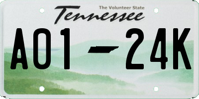 TN license plate A0124K