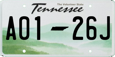 TN license plate A0126J