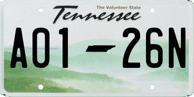 TN license plate A0126N