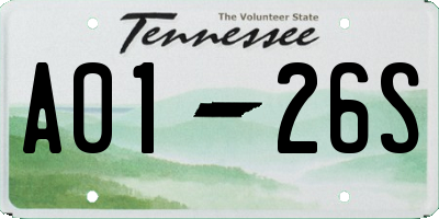 TN license plate A0126S