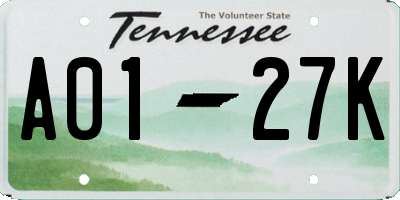 TN license plate A0127K