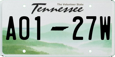 TN license plate A0127W