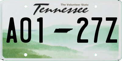 TN license plate A0127Z