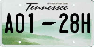 TN license plate A0128H