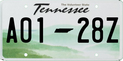 TN license plate A0128Z