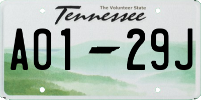 TN license plate A0129J