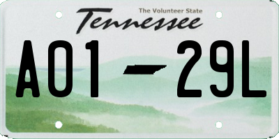 TN license plate A0129L