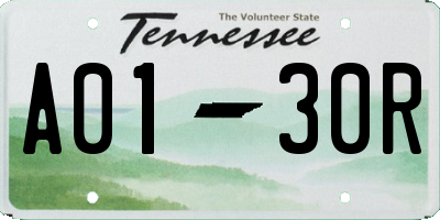 TN license plate A0130R