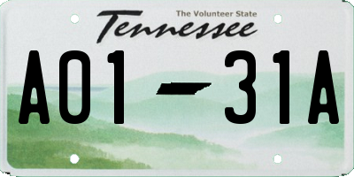 TN license plate A0131A