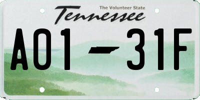 TN license plate A0131F