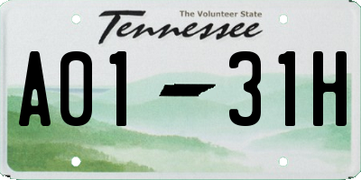 TN license plate A0131H