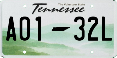 TN license plate A0132L