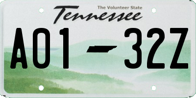TN license plate A0132Z