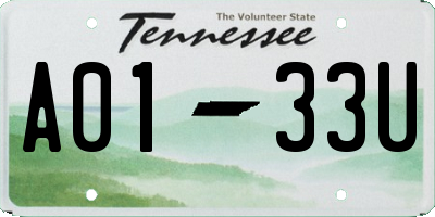 TN license plate A0133U