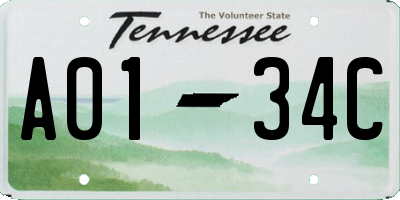 TN license plate A0134C