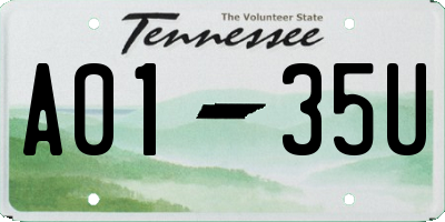 TN license plate A0135U