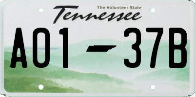 TN license plate A0137B