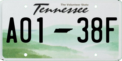 TN license plate A0138F