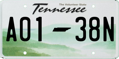 TN license plate A0138N