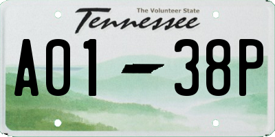 TN license plate A0138P