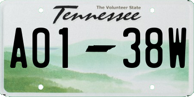TN license plate A0138W