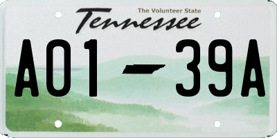 TN license plate A0139A