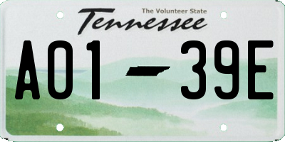 TN license plate A0139E