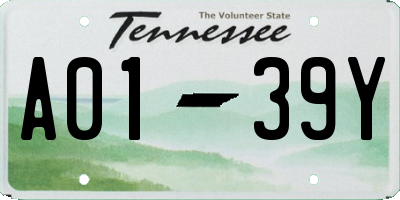 TN license plate A0139Y