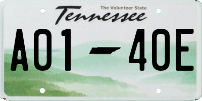 TN license plate A0140E