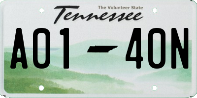 TN license plate A0140N